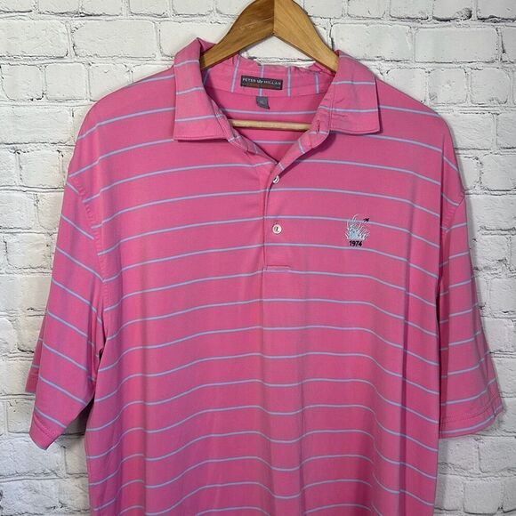 Peter Millar Summer Comfort Pink Competition Stripe Polo size XL - Picture 2 of 10